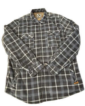 Voyager‎ Men's Fleece Sherpa Shacket Size XL Gray Lined Chore Shirt Jacket